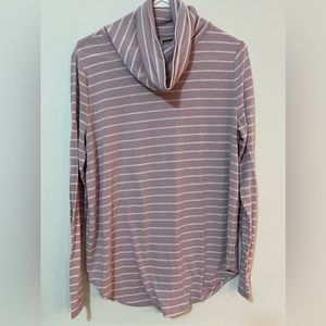 LOFT Tops | Purple cream stripes long sleeve cowl neck sweater top